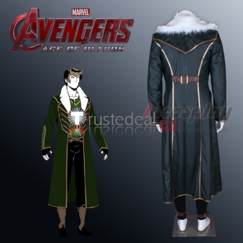 The Avengers Age of Ultron Loki Odison Halloween Black Cosplay Costume