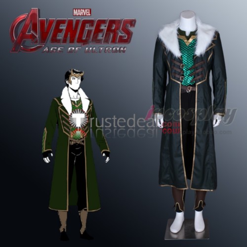 The Avengers Age of Ultron Loki Odison Halloween Black Cosplay Costume