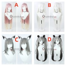 Blue Archive Sunaookami Shiroko Urawa Hanako Chidori Michiru  Tsukiyuki Miyako Pink Grey Cosplay Wig Ears