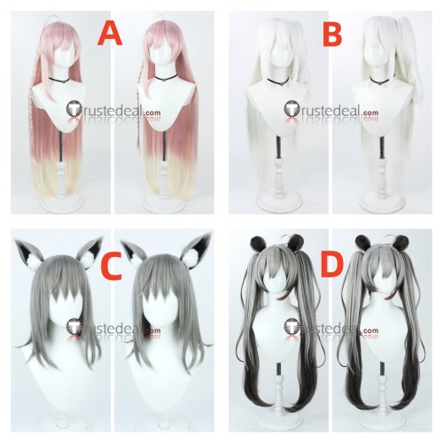 Blue Archive Sunaookami Shiroko Urawa Hanako Chidori Michiru  Tsukiyuki Miyako Pink Grey Cosplay Wig Ears