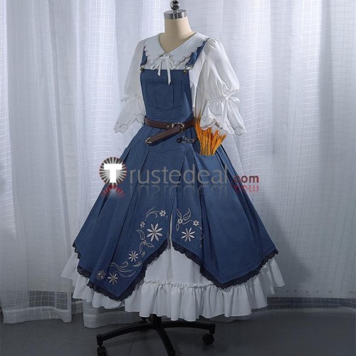 Arknights Bagpipe Denim Dress Blue White Cosplay Costume