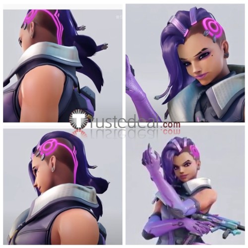 Overwatch Sombra Purple Styled Cosplay Wig