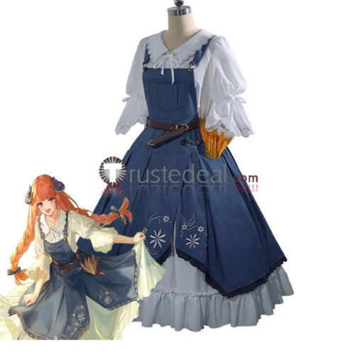 Arknights Bagpipe Denim Dress Blue White Cosplay Costume