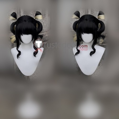 Overwatch LE SSERAFIM Mercy Juno Blonde Pink Black Styled Cosplay Wig