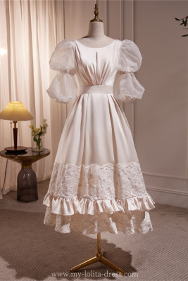 Champagne Retro Elegant Puff Princess Prom Dress