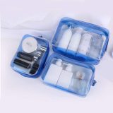 3Pcs Lurrose Waterproof Clear Toiletry Bag PVC Makeup Bag Zipper Travel Cosmetic Organizer (Blue)