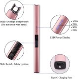 Electric Lighter, USB Rechargeable Lighter with Power Indicator, Flameless Lighter with Safe Button, Windproof Lighter for BBQ, Camping, Fireworks - Rose Gold