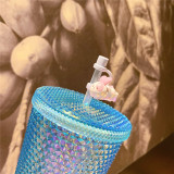 2020 Baby Blue Studded Cute Rabbit Topper Cold Water Cup Tumbler