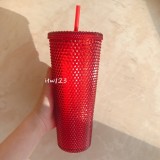 2020 Christmas Red Studded 24oz Diamond Cold Water Cup Tumbler