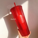 2020 Christmas Red Studded 24oz Diamond Cold Water Cup Tumbler