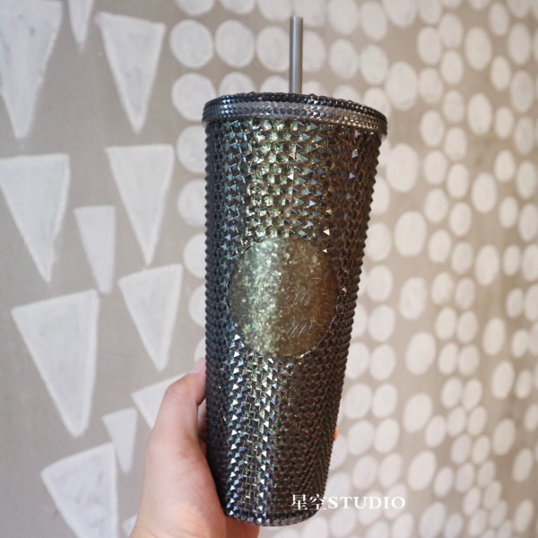 2020 Black Gold Glitter Siren Studded 24oz Diamond Cup Tumbler