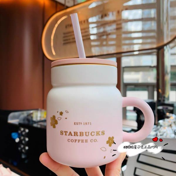 2021 Pink Sakura 14oz Mason Ceramic Cup Mug