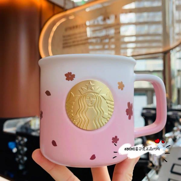 2021 Pink Sakura Cherry Blossom Golden Siren Logo 12oz Mug