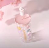 2021 Pink Sakura cat paw topper 12oz Glass Cup Tumbler
