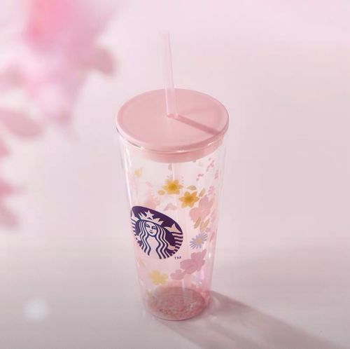 2021 Pink Sakura 20oz Double Wall Glass Cup Tumbler