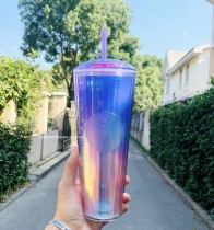 2020 Aurora Colorful Dome Unicorn 24oz Plastic Cup Tumbler