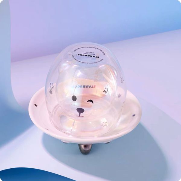 2021 China Time Leap Bear UFO 8oz DW Glass Milk Cup