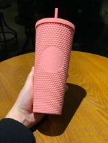 2020 Singapore Matte Coral Pink Studded 24oz Cold Water Cup Tumbler