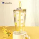 Luckin Coffee Cat Topper Yellow Flower 17oz Double Wall Glass Cup Tumbler