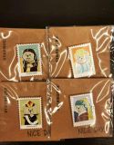 2021 Famous Painting Stamp Four Pieces Pin Set
