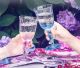 21 Purple and Blue Goblet 8oz Glass Cup Set With Gift Box