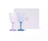 21 Purple and Blue Goblet 8oz Glass Cup Set With Gift Box