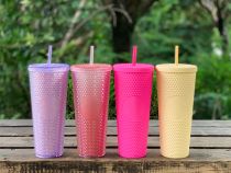 21 Purple Pink Glitter Pink Yellow Matte 24oz Studded Cup Tumbler