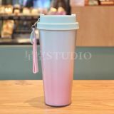 21 Pink And Green Gradient Macaroon 15oz Plastic Cup Tumbler