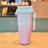 21 Pink And Green Gradient Macaroon 15oz Plastic Cup Tumbler