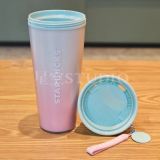 21 Pink And Green Gradient Macaroon 15oz Plastic Cup Tumbler