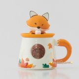 21 mid autumn day maple leaves cute fox 10oz mug with fox cover