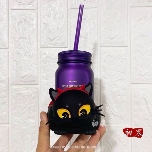 21 Halloween Playful devil 16oz Mason SS cup tumbler with coaster