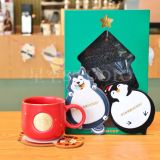 Starbucks 2021 China Christmas Siren Logo Red 12oz Mug with plush coaster