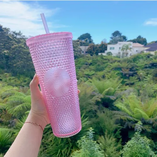 Starbucks 2021 Taiwan Christmas Pink Glitter 24oz Studded Cup Tumbler