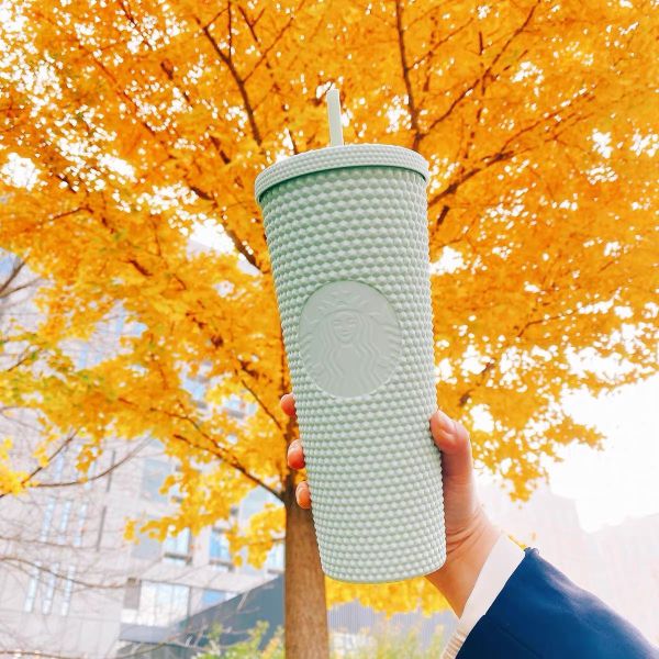 starbucks 2021 China Green Mint Matte Diamond Studded 24oz Cup Tumbler