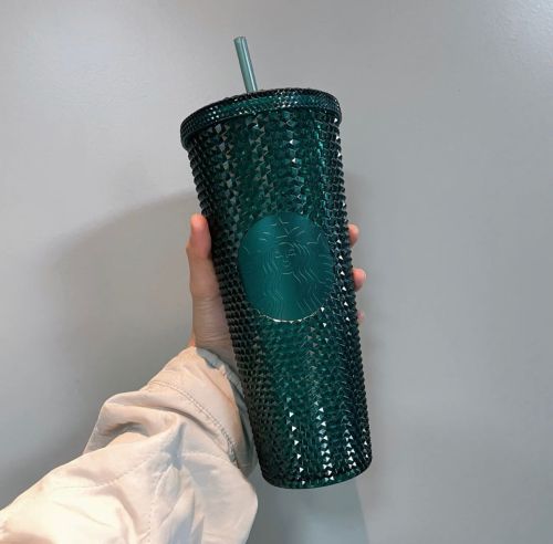 Starbucks Mint Green Double Walled Glitter Glass Tumbler Cup (Starbucks  China Mint 2021 Edition)