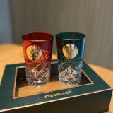 Starbucks 2021 China Christmas Classical Red And Green Gradient 10oz Glass Cup with gift box