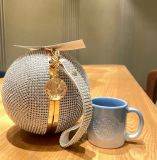 Starbucks 2021 China Christmas Blue Glitter Gradient 3oz Mug with Diamond Disco Ball Bag
