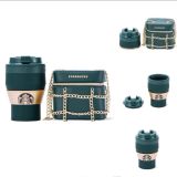 Starbucks 2021 China Christmas Green Silica Gel Fold 13oz Cup with Chain Bag
