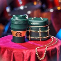 Starbucks 2021 China Christmas Green Silica Gel Fold 13oz Cup with Chain Bag