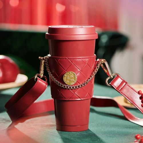 Starbucks 2021 China Christmas Red 17oz Cup Tumbler with Sleeve