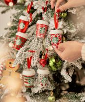 Starbucks 2021 China Christmas Six Red Cup Ornament Set with Gift Box