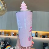 Starbucks 2019 China Pink Christmas Tree 16oz SS Tumbler