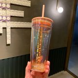 Starbucks 2021 China Pink Gray Diamond 20oz Glass Cup Tumbler