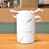 Starbucks 2022 China Tiger White Gold Stripe 14oz Tumbler with Round Bag