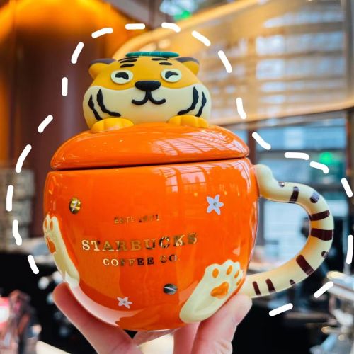 Starbucks 2022 China Cute Tiger Orange Shape 10oz Mug