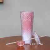 Starbucks 2022 China Valentine's Day Shinning Crown Pink Glitter Jewel 24oz Cup Tumbler