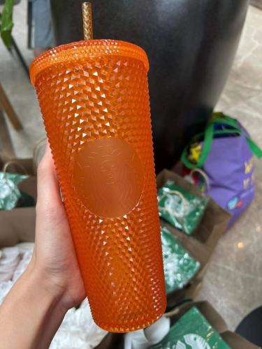 Starbucks 2022 Thailand Orange Bling 24oz Studded Cup