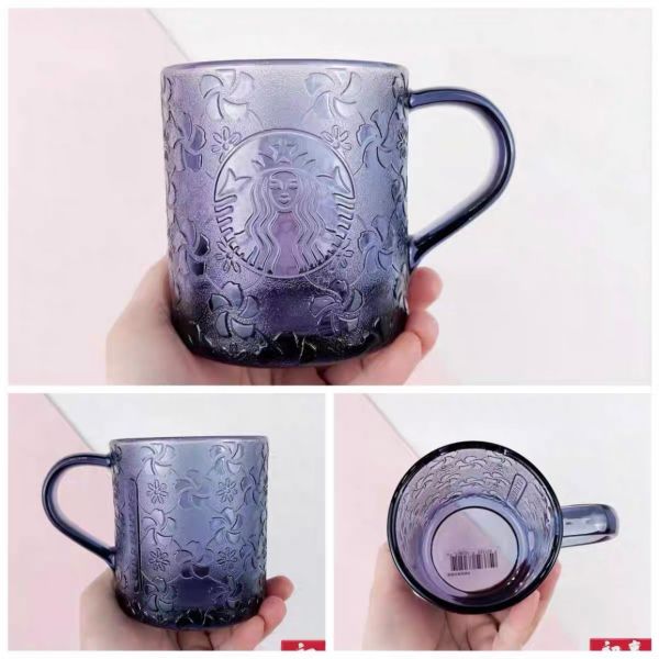 Starbucks 2021 Taiwan Purple Sakura Flying 14oz Glass Cup