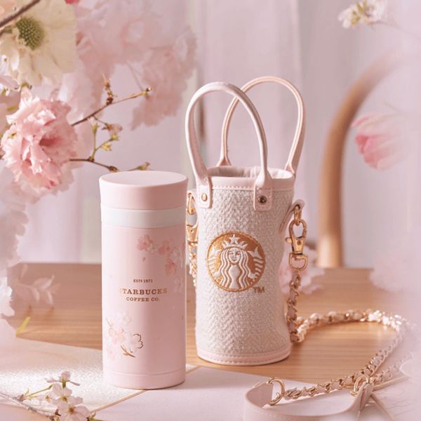 Starbucks 2022 China Sakura Thermos Pink 7oz Cup Tumbler with Sleeve